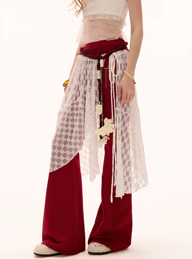 MAMC - White Sheer Lace Layering Apron – Adjustable Tie-Waist Summer Overlay