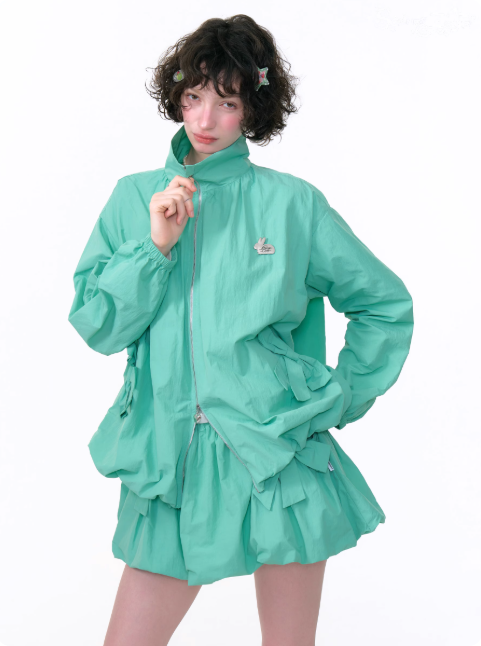 ZiziFei - Mint Green Windbreaker Jacket