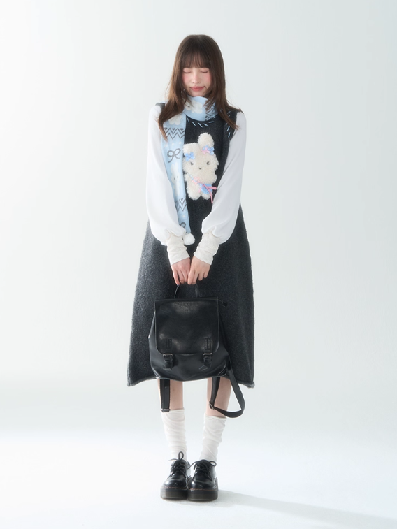 罐头士多所 - "Snowland Friends" Knit Vest Dress – Removable Plush