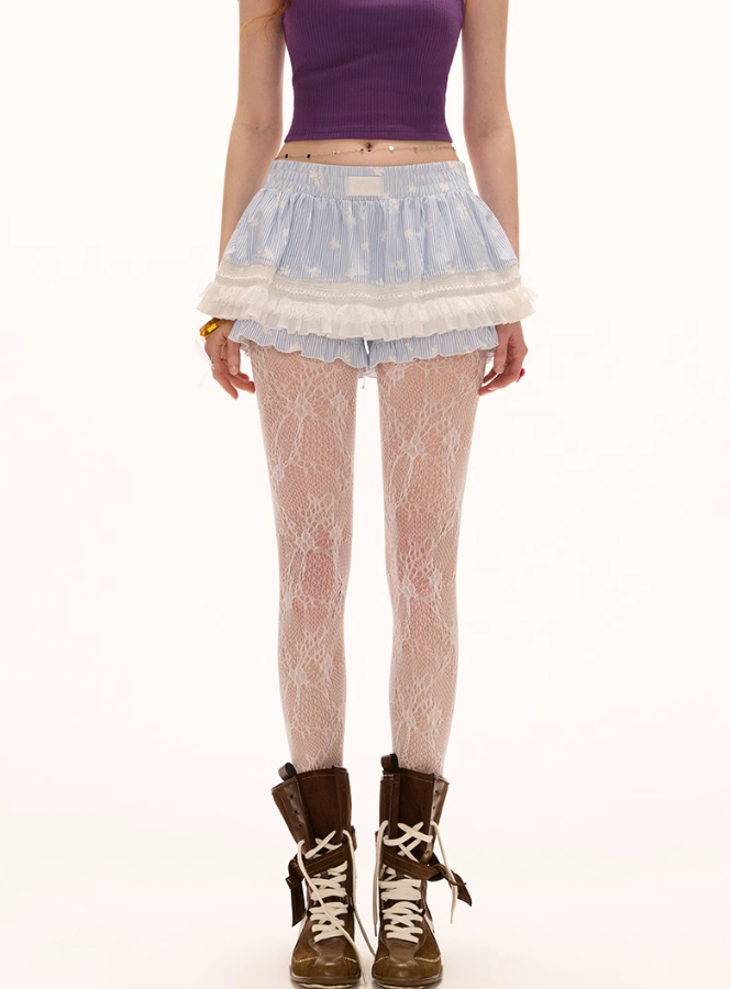 MAMC - Striped Floral Ruffle Mini Skort – Sweet & Versatile Summer Essential