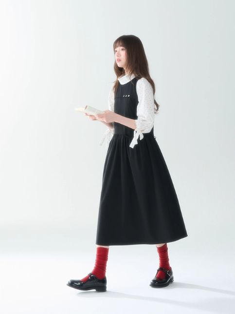 罐头士多所 - Misty Noir Polka Dot Midi Dress
