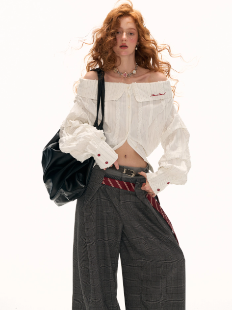 MAMC - White Striped Layered V-Neck Shirt