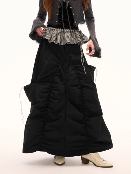 MAMC - Asymmetric Ruched Tech Midi Skirt