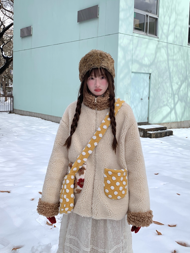 罐头士多所 Cute Puppy Patchwork Sherpa Jacket