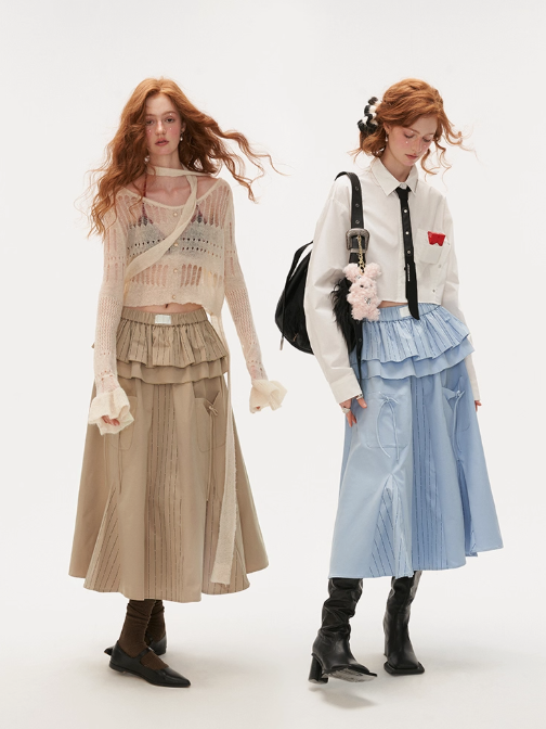 MAMC - Pastel Tiered Pocket Maxi Skirt