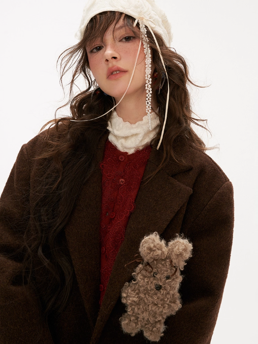 MAMC - Brown Wool Blend Bunny Detail Blazer