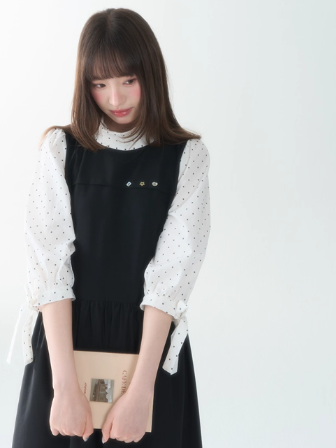 罐头士多所 - Misty Noir Polka Dot Midi Dress