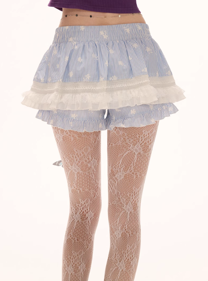 MAMC - Striped Floral Ruffle Mini Skort – Sweet & Versatile Summer Essential