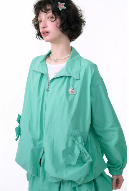 ZiziFei - Mint Green Windbreaker Jacket