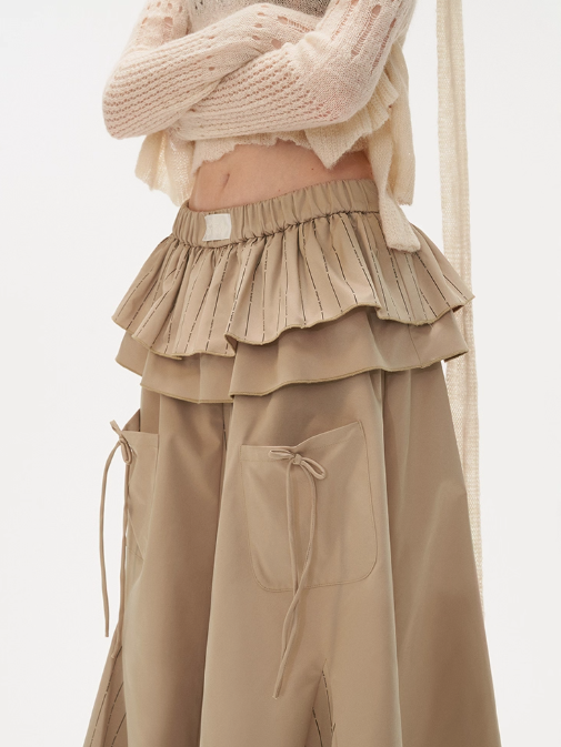 MAMC - Pastel Tiered Pocket Maxi Skirt