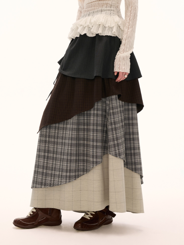 MAMC - Multi-Layered Plaid Maxi Skirt