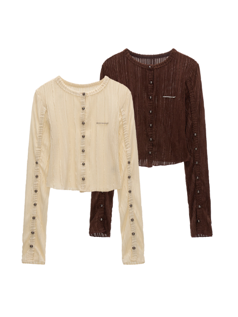 MAMC - Striped Knit Multi-Button Cardigan