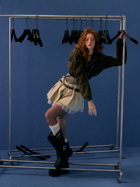 MAMC - Cropped Suede Zip-Up Hoodie Jacket
