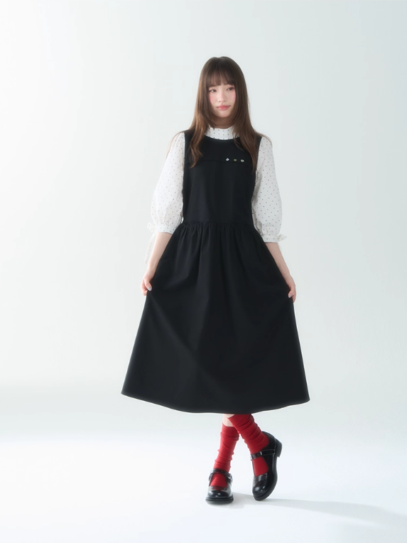 罐头士多所 - Misty Noir Polka Dot Midi Dress