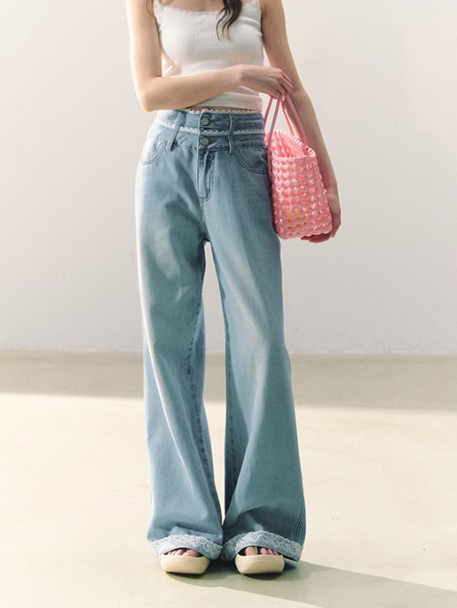 罐头士多所 - 轻吻盛夏 Lace Whisper Wide-Leg Pants