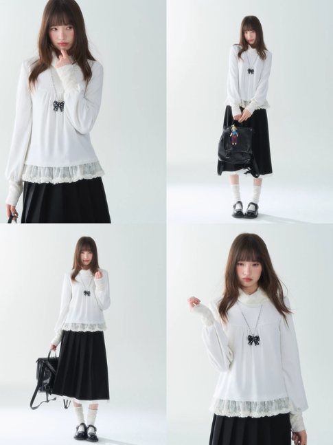 罐头士多所 - Ivory Cloud Lace Blouse