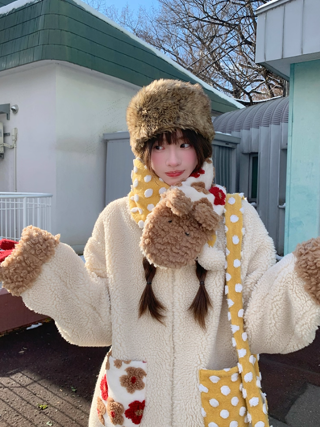 罐头士多所 Cute Puppy Patchwork Sherpa Jacket