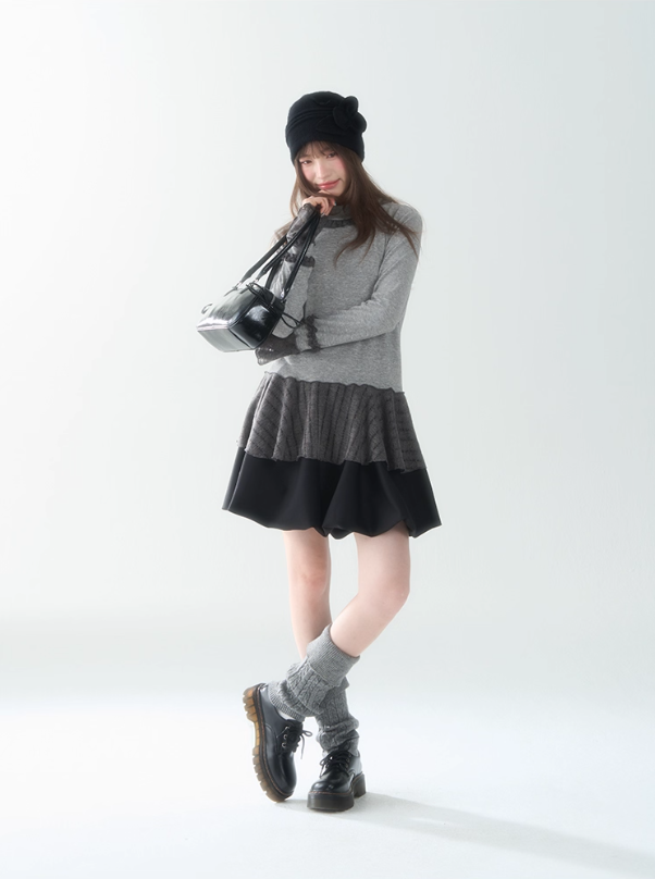 罐头士多所 - Soft Wave Contrast Color Ruffle Edge Knit Cardigan