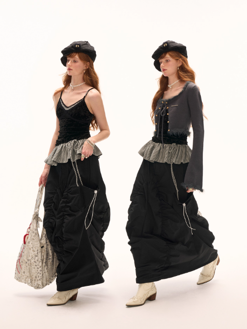 MAMC - Black Velvet Faux Two-Piece Tank Top