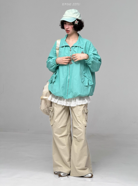 ZiziFei - Mint Green Windbreaker Jacket