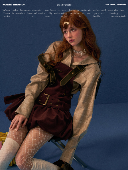 MAMC - Wine Red Corduroy Buckle Strap Mini Dress