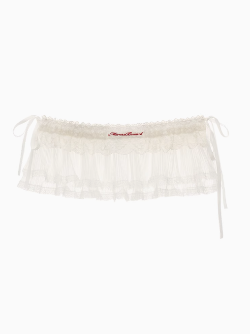 MAMC - White Mesh & Lace Layered Apron Skirt Overlay