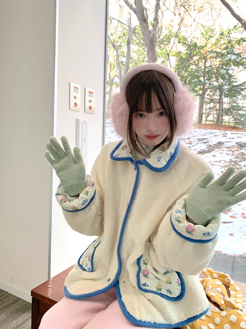 罐头士多所 Reversible Floral Sherpa Padded Jacket