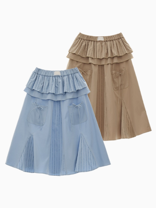 MAMC - Pastel Tiered Pocket Maxi Skirt
