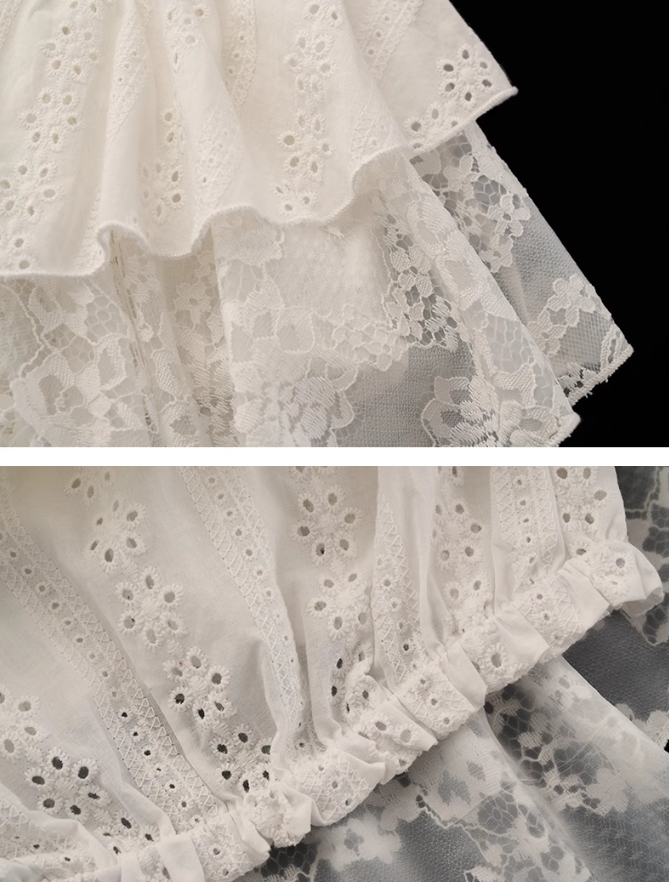 MAMC - Layered Faux Two-Piece Lace Skort – White Summer Dream Mini
