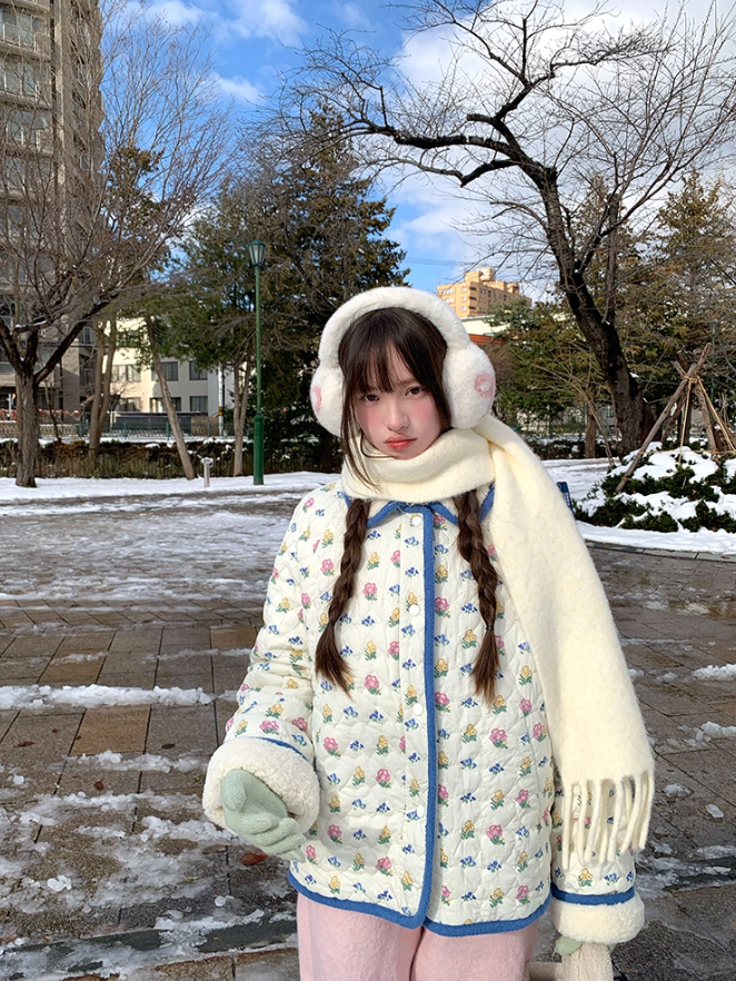 罐头士多所 Reversible Floral Sherpa Padded Jacket