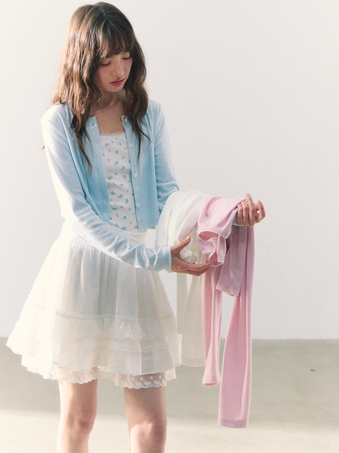 罐头粪便 - Sweet Bow Waist Design Multi-Layer Lace A-Line Skirt