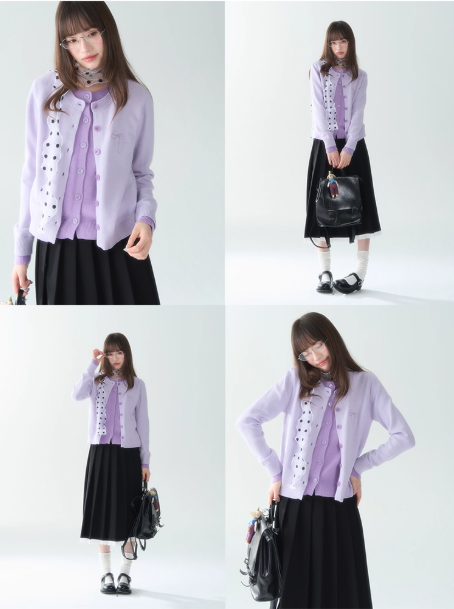 罐头士多所 - "Sugar Trap" Sweet Embroidered Faux Two-Piece Knit Cardigan
