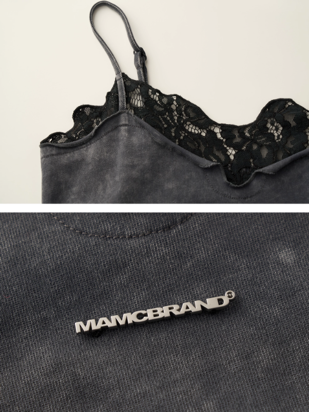 MAMC - Washed Gray Lace Slip Dress