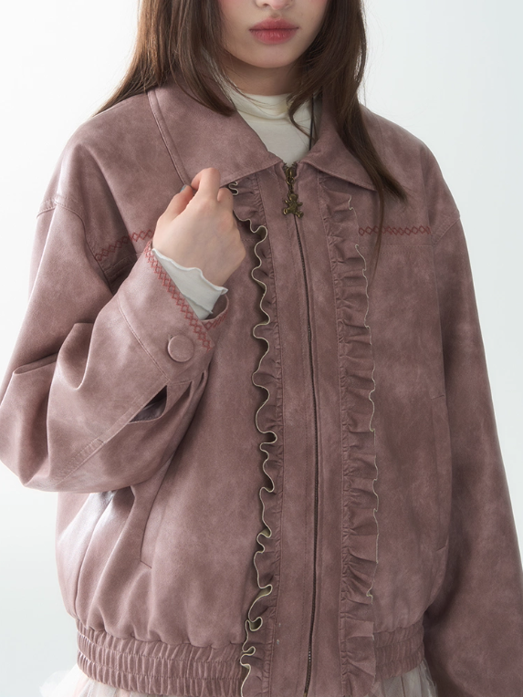 罐头士多所 - "Powder Mist Dream" Vintage Embroidered Short Jacket