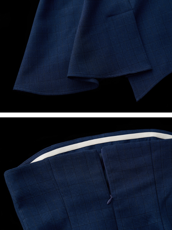 MAMC - Asymmetric Navy Strapless Bow Dress