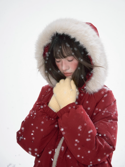 罐头士多所 Christmas Red Hooded Down Jacket