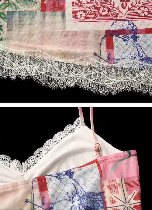 MAMC - Patchwork Sheer Lace Cami Top