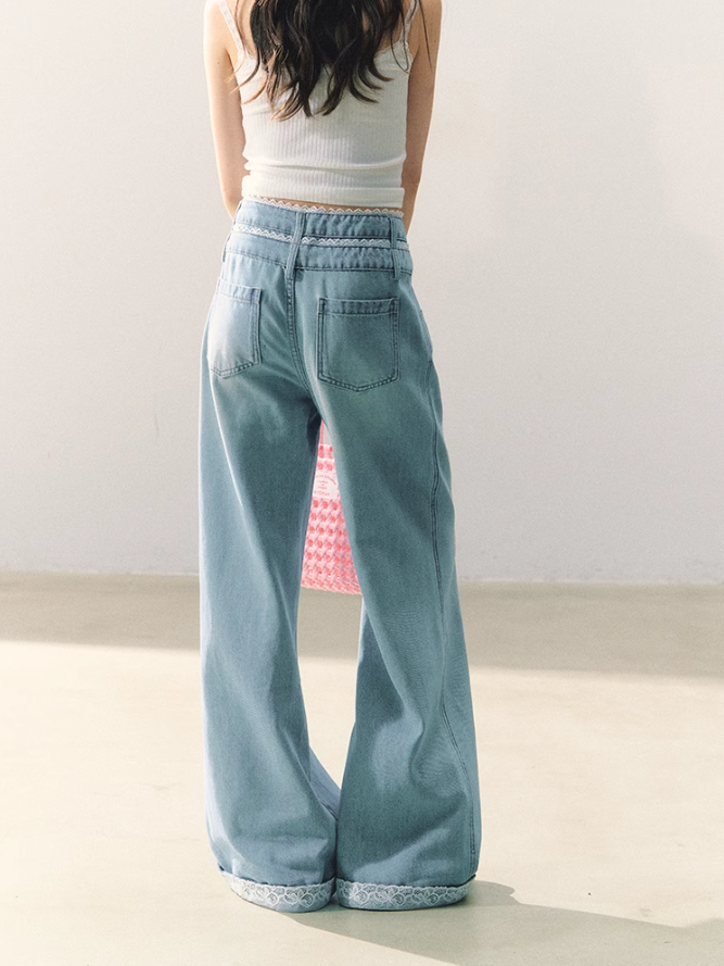 罐头士多所 - 轻吻盛夏 Lace Whisper Wide-Leg Pants