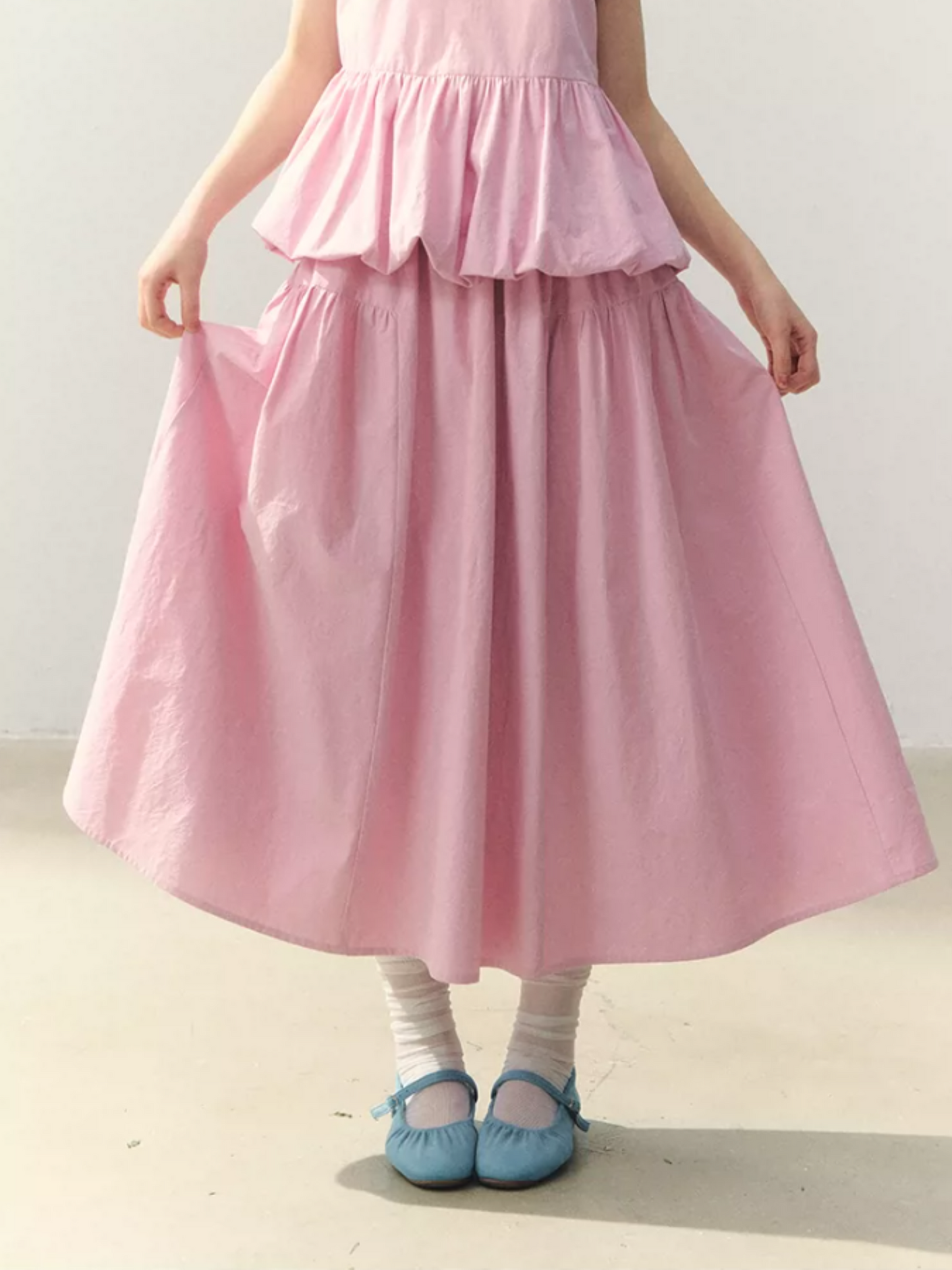 "Raspberry Bloom Letter" Sleeveless Top & Bubble Skirt Set SJ2026018