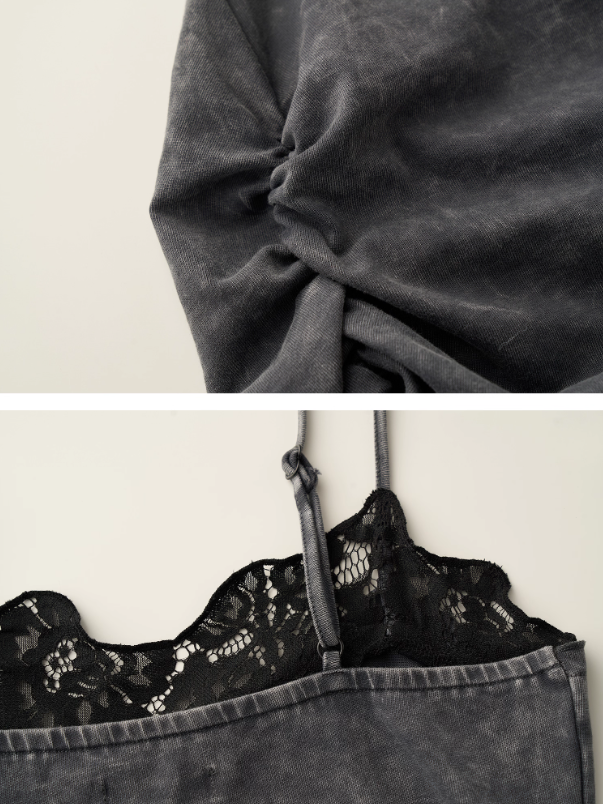MAMC - Washed Gray Lace Slip Dress