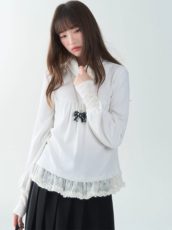 罐头士多所 - Ivory Cloud Lace Blouse
