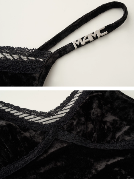 MAMC - Black Velvet Faux Two-Piece Tank Top