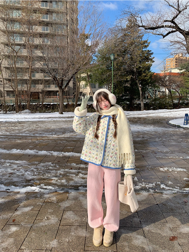 罐头士多所 Reversible Floral Sherpa Padded Jacket
