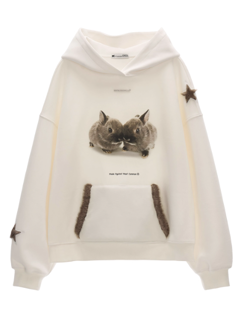 MAMC - Star Bunny Oversized Hoodie – White WE857