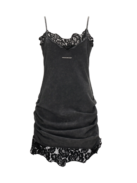 MAMC - Washed Gray Lace Slip Dress