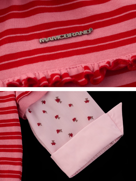 MAMC - Red Striped Layered-Look Polo Tee