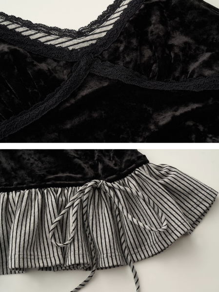 MAMC - Black Velvet Faux Two-Piece Tank Top