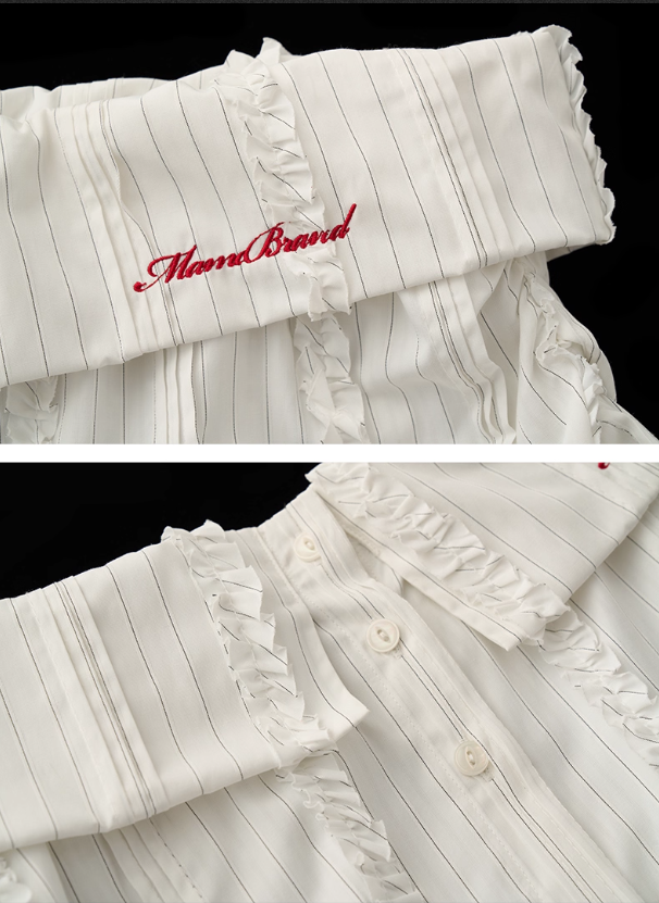 MAMC - White Striped Layered V-Neck Shirt