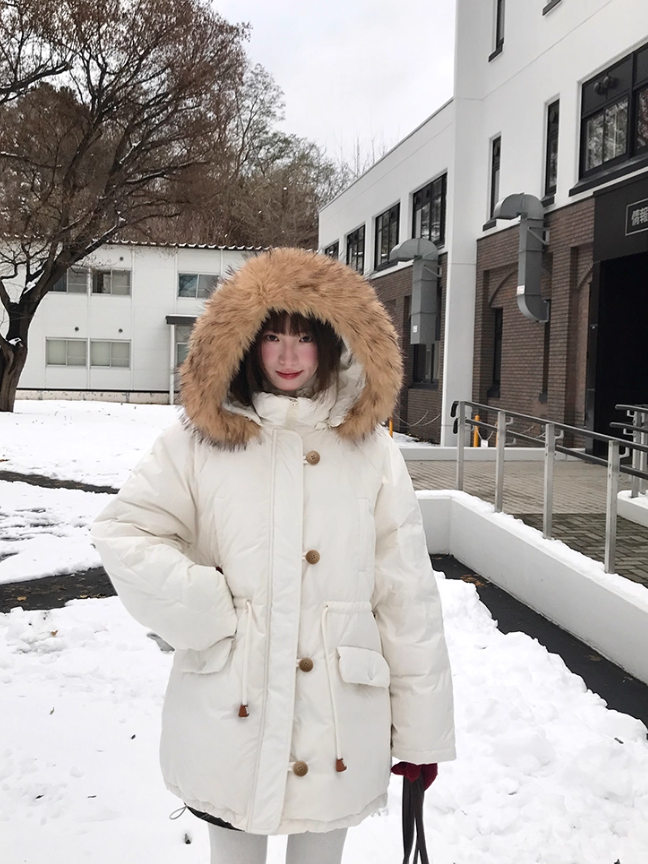 罐头士多所 Slim-Fit Hooded Down Parka with Faux Raccoon Fur Trim