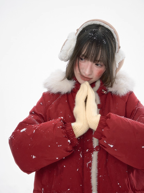 罐头士多所 Christmas Red Hooded Down Jacket